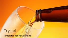  Presentation with beer bottle - Presentation theme having pouring-beer-from-bottle background and a yellow colored foreground