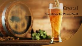  Presentation with beer - Slide set with pouring-beer-into-glass-pint background and a red colored foreground