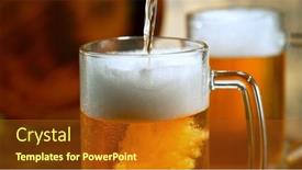  Presentation with beer - Presentation theme having pouring-beer-into-glass background and a tawny brown colored foreground