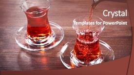  Presentation with black tea - Presentation theme with pouring black tea into glass background and a  colored foreground