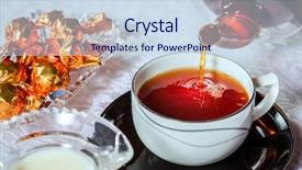  Presentation with black tea - Theme featuring pouring black tea background and a sky blue colored foreground