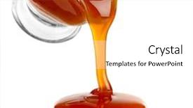  Presentation with sauce - Amazing PPT layouts having pouring caramel sauce onto white backdrop and a white colored foreground