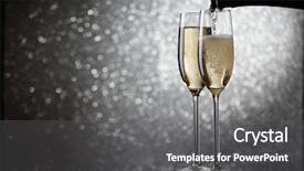  Presentation with bottling wine - Slides having pouring champagne in wine glasses background and a gray colored foreground