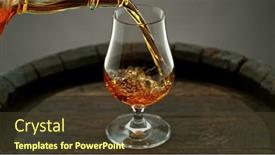  Presentation with glass - PPT theme having pouring-cognac-into-the-glass background and a tawny brown colored foreground