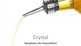  Presentation with cooking oil - PPT theme consisting of pouring cooking oil from glass bottle isolated on white background and a white colored foreground