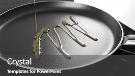  Presentation with cooking oil - Slide deck consisting of pouring cooking oil into frying background and a dark gray colored foreground