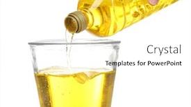  Presentation with cooking oil - Presentation theme having pouring cooking oil into glass on white background background and a white colored foreground