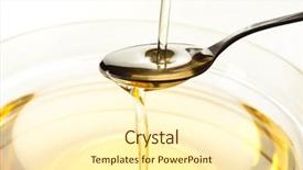  Presentation with cooking oil - Beautiful PPT theme featuring pouring cooking oil into spoon backdrop and a cream colored foreground