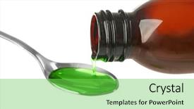  Presentation with medicine syrup - Colorful presentation theme enhanced with pouring cough medicine syrup backdrop and a seafoam green colored foreground