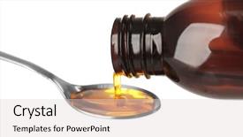  Presentation with medicine syrup - Presentation consisting of pouring cough medicine syrup background and a light gray colored foreground