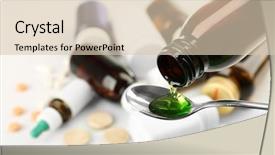  Presentation with syrup - Beautiful presentation featuring pouring cough syrup into spoon backdrop and a lemonade colored foreground