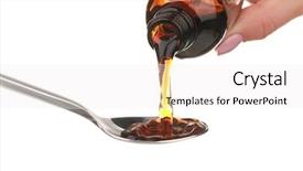  Presentation with syrup drugs - Beautiful PPT layouts featuring pouring cough syrup into spoon backdrop and a white colored foreground