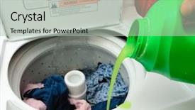  Presentation with WASH - Slide deck with pouring detergent into the wash background and a light gray colored foreground