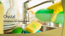  Presentation with liquid - Slides with pouring dishwasher liquid on sponge background and a lemonade colored foreground