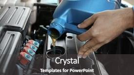  Presentation with close up pouring oil - Colorful presentation enhanced with pouring engine oil from canister backdrop and a dark gray colored foreground