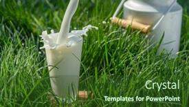  Presentation with green glass - PPT layouts featuring pouring-fresh-milk-into-glass background and a forest green colored foreground