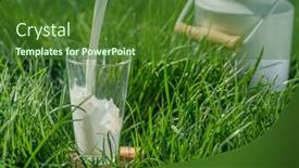  Presentation with green glass - Cool new slide deck with pouring-fresh-milk-into-glass backdrop and a forest green colored foreground