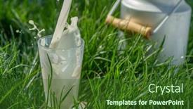  Presentation with green glass - Audience pleasing slides consisting of pouring-fresh-milk-into-glass backdrop and a forest green colored foreground