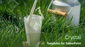  Presentation with green glass - Slides with pouring-fresh-milk-into-glass background and a tawny brown colored foreground