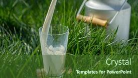  Presentation with green glass - Cool new slide set with pouring-fresh-milk-into-glass backdrop and a forest green colored foreground