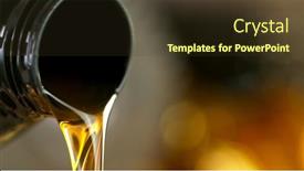  Presentation with motor engine - PPT theme featuring pouring-fresh-new-motor-oil background and a tawny brown colored foreground