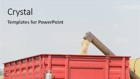  Presentation with storage food grain - Audience pleasing presentation theme consisting of pouring from harvester into trailer backdrop and a sky blue colored foreground