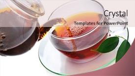 Presentation with tea - Presentation theme with pouring healthy tea over white background and a lemonade colored foreground