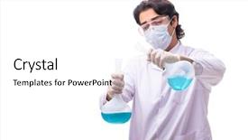  Presentation with maroon and white - Amazing theme having pouring liquid beaker - young chemist isolated on white backdrop and a  colored foreground