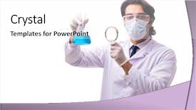  Presentation with octopus on isolated white - Cool new PPT layouts with pouring liquid beaker - young chemist isolated on white backdrop and a  colored foreground