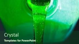  Presentation with liquid - Slide set enhanced with pouring-liquid-soap-close-up background and a forest green colored foreground