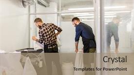  Presentation with grain mill - Slides featuring pouring malt to mill background and a coral colored foreground