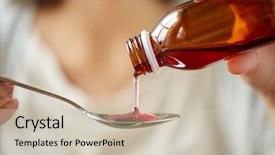 Presentation with medicine syrup - Amazing theme having pouring medication or antipyretic syrup backdrop and a soft green colored foreground
