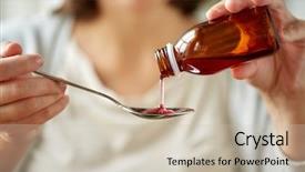  Presentation with medicine syrup - Beautiful theme featuring pouring medication or antipyretic syrup backdrop and a soft green colored foreground