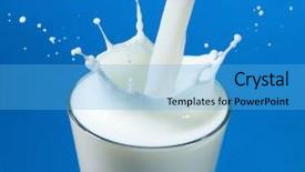  Presentation with white milk - Amazing slides having pouring milk in a glass backdrop and a light blue colored foreground
