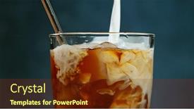  Presentation with milk - Slide deck enhanced with pouring-milk-in-iced-coffee background and a tawny brown colored foreground