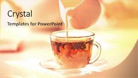  Presentation with milk tea - Amazing theme having pouring milk in tea backdrop and a coral colored foreground
