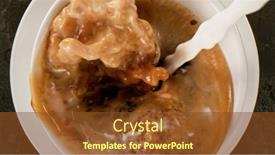  Presentation with milk tea - Presentation design having pouring-milk-into-hot-tea background and a tawny brown colored foreground