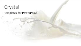  Presentation with milk splash - PPT theme consisting of pouring-milk-splash-isolated background and a white colored foreground