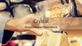  Presentation with eco paper - Amazing slide deck having pouring nuts to paper bag backdrop and a coral colored foreground