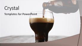  Presentation with malta - Beautiful slide deck featuring pouring of malta drink to a glass on the wooden table top backdrop and a white colored foreground