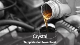  Presentation with car engine - PPT theme enhanced with pouring oil to car engine background and a dark gray colored foreground
