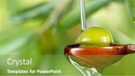  Presentation with olive oil - Slide set consisting of pouring-olive-oil-on-olive background and a tawny brown colored foreground