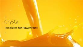  Presentation with orange juice - Slides having pouring-orange-juice-splash-isolated background and a light gray colored foreground