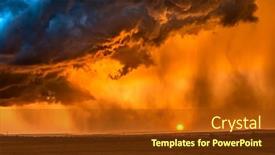  Presentation with tornado - Presentation theme having pouring-rain-during-a-lightning background and a tawny brown colored foreground