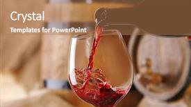  Presentation with out line of glass bottle - PPT layouts with pouring red wine from bottle background and a coral colored foreground