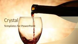  Presentation with bottle red wine - Slide deck featuring pouring red wine from bottle background and a  colored foreground
