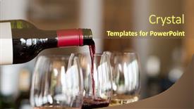  Presentation with bottle red wine - Colorful slide deck enhanced with pouring-red-wine-from-bottle backdrop and a tawny brown colored foreground