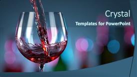  Presentation with blur - Beautiful slides featuring pouring-red-wine-into-glass backdrop and a ocean colored foreground