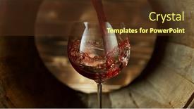  Presentation with wine barrel - Presentation theme with pouring-red-wine-into-glass background and a tawny brown colored foreground
