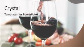  Presentation with tea pouring into glass transparent - Slides featuring pouring red wine into glass background and a light gray colored foreground